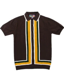 Screamin Jay 1960s Mod Stripe Polo -Fashionable Men's Clothing Store madcap england screamin jay polo brown 3 83692.1661269840