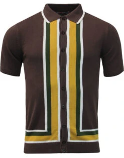 Screamin Jay 1960s Mod Stripe Polo -Fashionable Men's Clothing Store madcap england screamin jay polo brown 5 37470.1661269835