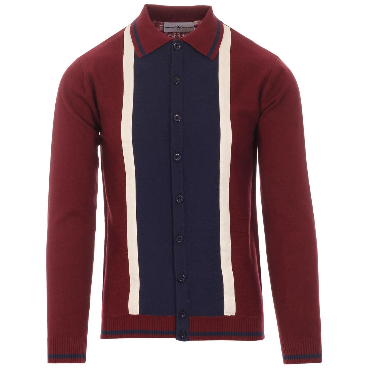 Marriott Suede Men's Mod Polo Cardigan - Zinfandel 2 Marriott Suede Men's Mod Polo Cardigan - Zinfandel - Image 2