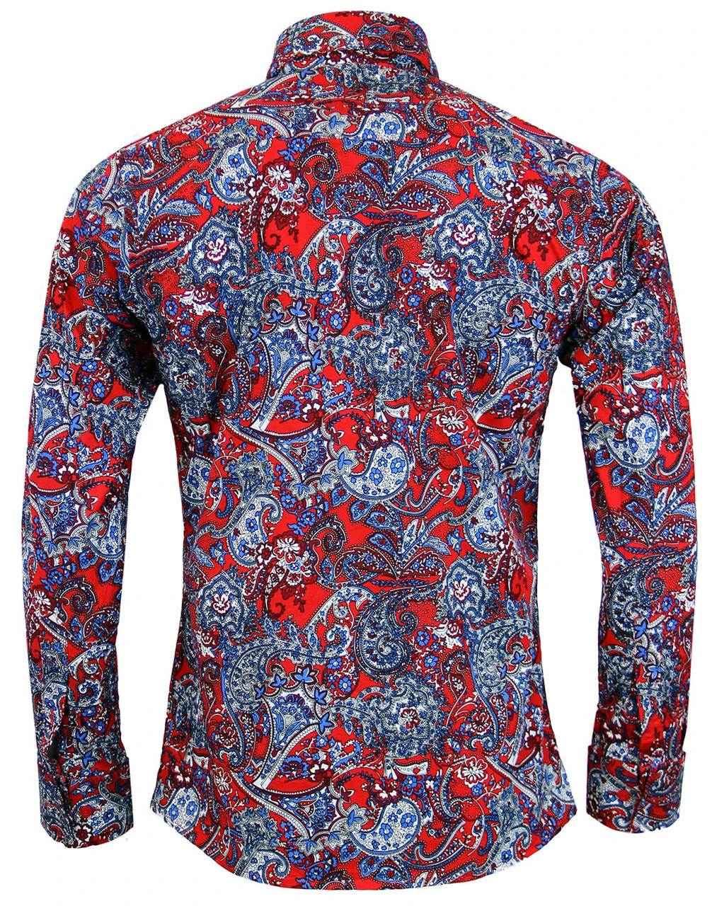 Sunset Paisley 1960s Mod Shirt RED 2 Sunset Paisley 1960s Mod Shirt RED - Image 2