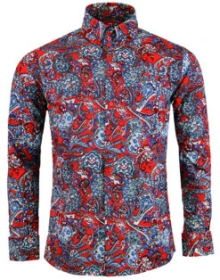 Sunset Paisley 1960s Mod Shirt RED 7 Sunset Paisley 1960s Mod Shirt RED -Fashionable Men's Clothing Store madcap england sunset paisley shirt red 2 41267.1661270293