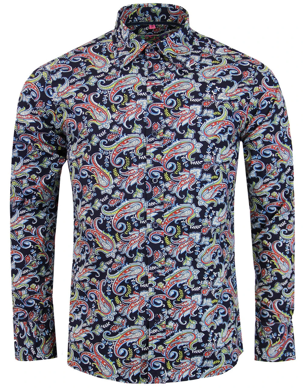 Tabla Paisley 1960s Mod Shirt NAVY 3 Tabla Paisley 1960s Mod Shirt NAVY - Image 3