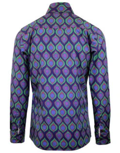 Teardrop Peacock Retro Op Art Shirt -Fashionable Men's Clothing Store madcap england teardrop print shirt 3 59712.1661268684