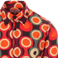 Trip Psych-Out Circle Mod Shirt B/R -Fashionable Men's Clothing Store madcap england trip psych out shirt burgundy 2 46565.1661261517 1