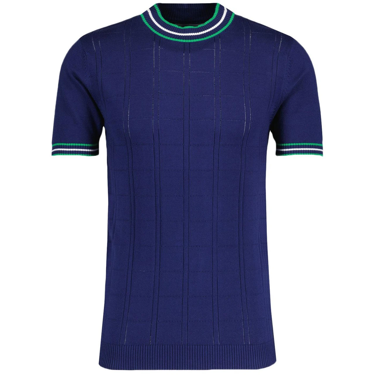 Wilson Pointelle Knit Mod Mock Turtleneck Tipped Tee In Navy 8 Wilson Pointelle Knit Mod Mock Turtleneck Tipped Tee In Navy - Image 8