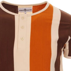 Winston Mod Stripe Grandad Top (O) -Fashionable Men's Clothing Store madcap england winston grandad tee ochre 2 67031.1661263881