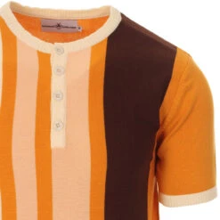 Zen Mod Stripe Knit Grandad Top (P) -Fashionable Men's Clothing Store madcap england zen knitted grandad top autumn blaze 2 09593.1661261243 1