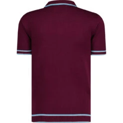 Miles Mod Jacquard Knit Polo (Z) -Fashionable Men's Clothing Store madcap jacquard polo zinfandel back 17606.1684508648