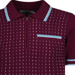 Miles Mod Jacquard Knit Polo (FB) -Fashionable Men's Clothing Store madcap jacquard polo zinfandel detail 59647.1684508649 1