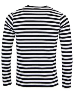 King Bee Mod Atom Neck Stripe Tee -Fashionable Men's Clothing Store madcap long slleve black white back 86610.1661269131