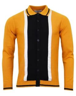 Marriott Suede Mod Polo Cardigan GO -Fashionable Men's Clothing Store madcap marriot golden oak front 29275.1661268937 3