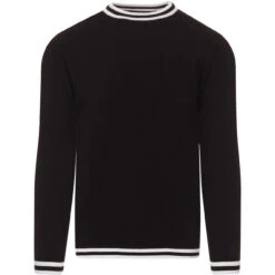 LS Moon Mod Tipped Knit Jumper (N) -Fashionable Men's Clothing Store madcap moon longsleeve top black front1 26535.1661260862