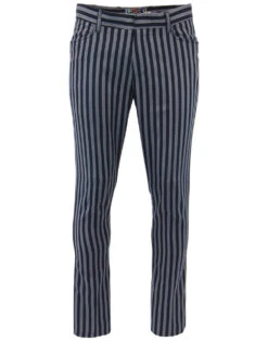 Meadon Mod Boating Stripe Trousers -Fashionable Men's Clothing Store madcap navy grey frogmouth trs 51 08298.1661271421