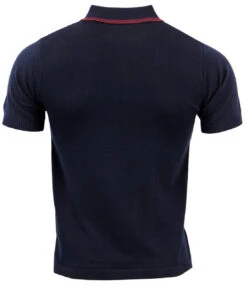 Aftermath 60s Mod Stripe Knit Polo (Navy) -Fashionable Men's Clothing Store madcap stripe aftermath polo navy1 20905.1661271625 1