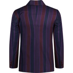 Backbeat Double Breasted Blazer (P) -Fashionable Men's Clothing Store madcap stripe db boating blazer purple side 43798.1665050575