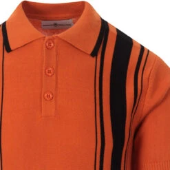 Aftermath Mod Stripe Knit Polo RUST -Fashionable Men's Clothing Store madcapeng aftermath polo rust detail1 80833.1661264313 2