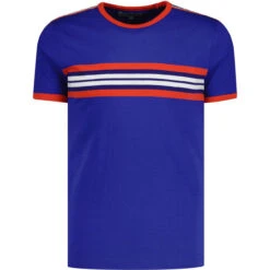 Cassette Retro 70s Stripe Tee (WA) -Fashionable Men's Clothing Store madcapeng cassette tshirt blue front 78634.1678185028