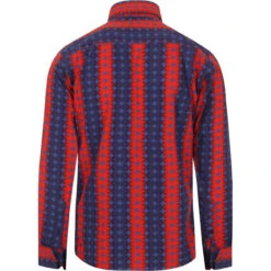 Diamond Dots Mod High Collar Shirt -Fashionable Men's Clothing Store madcapeng circle pattern shirt blue back 75594.1661263163