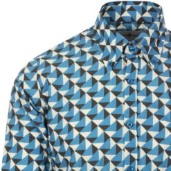 Trip Geo Chevron Retro Mod Shirt -Fashionable Men's Clothing Store madcapeng geo print shirt blue detail 00640.1661263267
