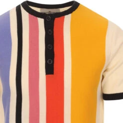 Zen Mod Stripe Knit Grandad Top (P) -Fashionable Men's Clothing Store madcapeng grandad tshirt whisper detail 20501.1661263054 1