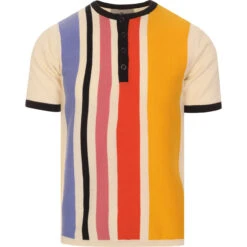 Zen Mod Stripe Knit Grandad Top (A) -Fashionable Men's Clothing Store madcapeng grandad tshirt whisper front 95944.1661263052 2