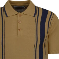 Aftermath Mod Stripe Knit Polo RUST -Fashionable Men's Clothing Store madcapeng mod striped polo leaf detail 77070.1678463409 3