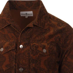 Woburn Paisley Cord Trucker Jacket -Fashionable Men's Clothing Store madcapeng paisley cord trucker tan detail 83342.1661264523
