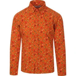 Trip Paisley Gold 60s Mod Shirt -Fashionable Men's Clothing Store madcapeng paisley print shirt gold front 41263.1661263239