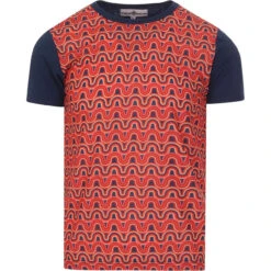 Retro Rainbow 70s Print Tee -Fashionable Men's Clothing Store madcapeng print panel tshirt blue font 93547.1661262537