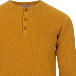 Caine Ribbed Grandad Top (Rosin) -Fashionable Men's Clothing Store madcapeng ribbed long polo yellow detail 14076.1661264072 2