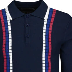 Zodiac Raised Stripe Knit Polo NAVY -Fashionable Men's Clothing Store madcapeng stripe ls polo tshirt peacoat detail 74355.1678194986