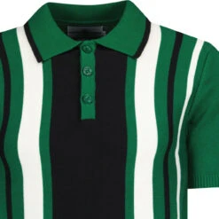 Folklore Mod Stripe Knit Polo BLUE -Fashionable Men's Clothing Store madcapeng stripe polo tshirt green detail 44722.1673453110