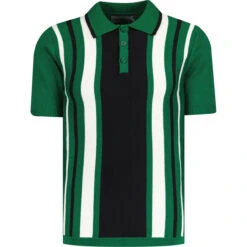 Folklore Mod Stripe Knit Polo RED 21 Folklore Mod Stripe Knit Polo RED -Fashionable Men's Clothing Store madcapeng stripe polo tshirt green front 61805.1673453107 1