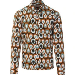Trip Teardrops 60s Mod Op Art Shirt -Fashionable Men's Clothing Store madcapeng teardrop shirt teal front 99099.1661264496