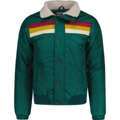Edge Retro Stripe Ski Jacket (AG) -Fashionable Men's Clothing Store madcapengland edge ski jacket alpine green front 08673.1667467225
