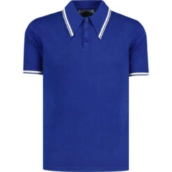 Empire Mod Big Collar Popcorn Waffle Polo In Black/Buckthorn -Fashionable Men's Clothing Store madcapengland empire polo tshirt blue front 59924.1687256101 2