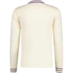 Moore Mod Pointelle Knit Tipped Mock Turtleneck Jumper In Navy -Fashionable Men's Clothing Store madcapengland turtleneck pointelle top white back 37943.1676646927