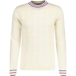 Moore MADCAP Turtleneck Pointelle Knit Jumper (PB) -Fashionable Men's Clothing Store madcapengland turtleneck pointelle top white front 05677.1676646924 3