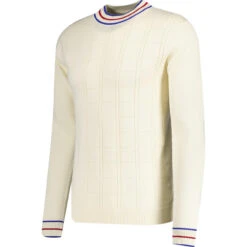 Moore MADCAP Turtleneck Pointelle Knit Jumper (WW) -Fashionable Men's Clothing Store madcapengland turtleneck pointelle top white side 11912.1676646925 2